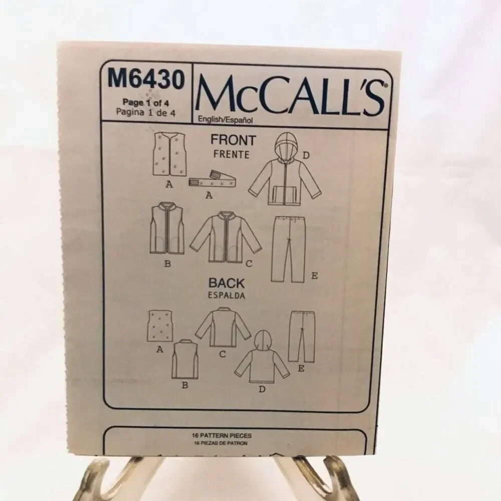 #M6430 McCalls girls outwear sewing pattern 3-6